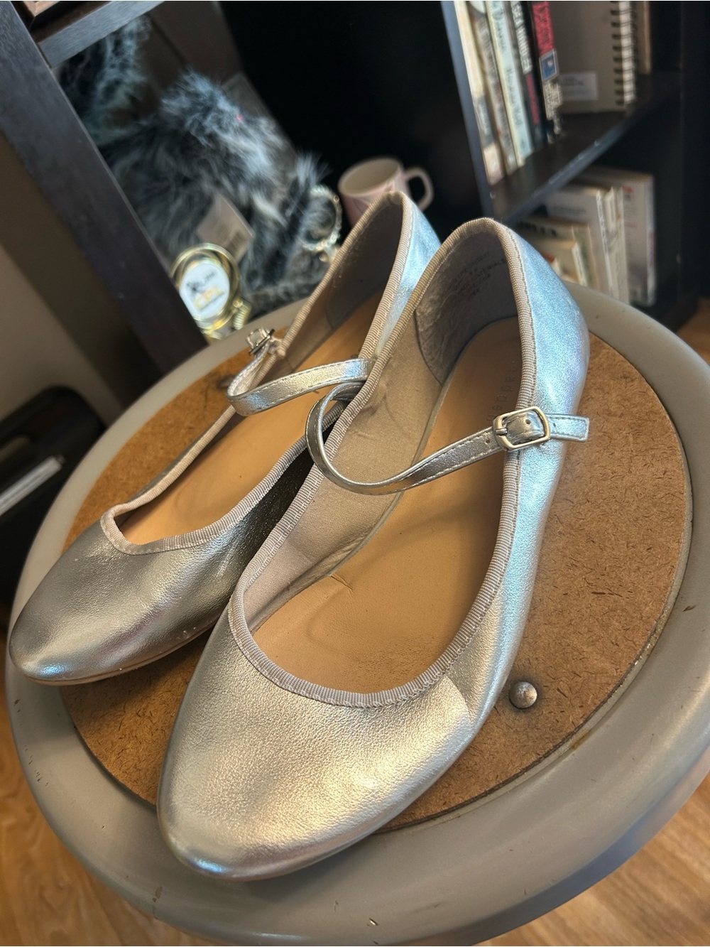 Madden Girl Metallic Silver Mary Jane Flats with Buckle Strap